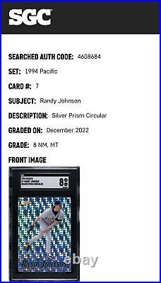 1994 Pacific #7 Randy Johnson Silver PRISM Circular Mariners SGC 8 NM/MT