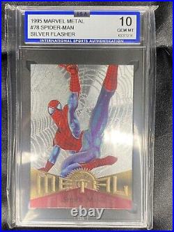 1995 Fleer Marvel Metal Spider-Man Silver Flasher #78 ISA 10 GEM MT