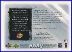2001 Ultimate Collection Signatures Silver # CR Cal Ripken Auto Orioles E10247