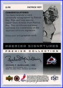 2002-03 UD Premier Collection Signatures Silver #SPR Patrick Roy SP AUTO /125