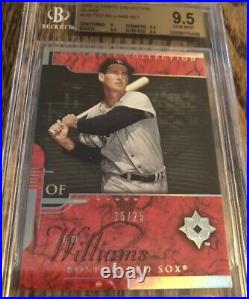 2005 Ultimate Collection Ted Williams Silver 15/25 Red Sox HOF 1/1 BGS 9.5
