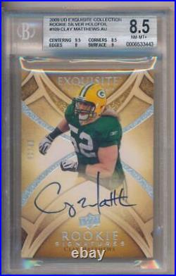 2009 Exquisite Collection Silver Holofoil Clay Matthews Auto RC /25 BGS 8.5