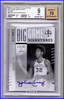 2010 Ultimate Collection Julius Erving Big Game Signs AUTO Silver /5 BGS 9