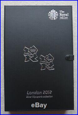 2012 London Olympics Silver 50p Sport Collection Full Set COA + BOX