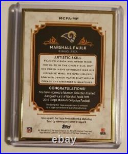 2013 Topps Museum Collection Gold Framed Marshall Faulk Auto Rams /10 Autograph