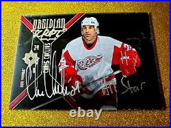 2014-15 Ultimate Collection Chris Chelios Obsidian Scripts Autograph Inscribed