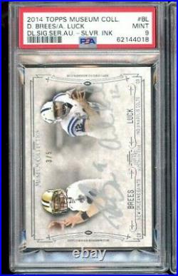 2014 Topps Museum Collection Drew Brees Andrew Luck Silver Auto 3/5 Psa 9 Mint