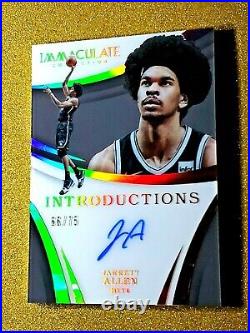 2017-18 JARRETT ALLEN Panini Immaculate Introductions /75 Rookie Autograph RC