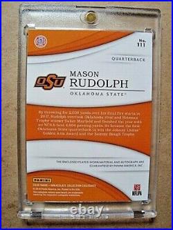 2018 Mason Rudolph Panini Immaculate Rookie Autograph Bowl Logo Patch RC 1/5