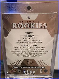 2018 Upper Deck Ultimate Collection Troy Terry Rookie Auto RC #87 #/299 Ducks SP