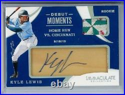2020 Immaculate Debut Moments True one of one Kyle Lewis Rookie patch auto 1/1