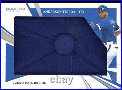 2021 Immaculate Collection Anderson Tejada RC Jumbo Hats Button 1/2 Rangers