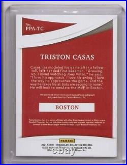 2021 Immaculate Collection Triston Casas Holo Silver Prospect Patch Auto /15