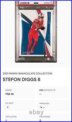 2021 Panini Immaculate Collection #8 Stefon Diggs /75 PSA 10 POP 1