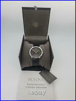 $275 MSRP Bulova Men's Classic Collection Watch Leather Band Gray Dial 98A167