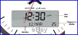 Alfajr Large Round Wall Ana-Digi Automatic Azan Prayer Clock Qibla Muslim CR-23