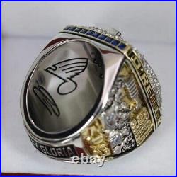Awesome Lab Created Blues Stanley Cup Champions Men Collection Shiny Ring (2019)