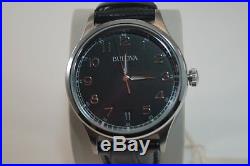BULOVA Men's Classic Collection Black Dial & Leather Strap Watch 40mm 96B233
