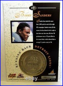Barry Sanders 1997 Pinnacle Mint Silver Proof Coin/250&Card 197! Lions RB HOF