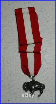 Boy Scout Sterling Silver Buffalo Award Medal with ribbon