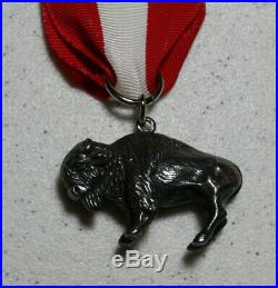 Boy Scout Sterling Silver Buffalo Award Medal with ribbon