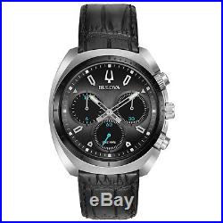 Bulova Men's Curv Collection Chronograph Black Leather Strap 43mm Watch 98A155