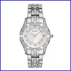 Bulova Women's Crystal Collection Swarovski Quartz Silver Tone Watch 30mm 96L116