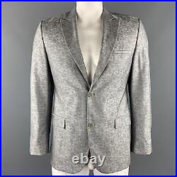 CALVIN KLEIN COLLECTION Size 40 Silver Heather Wool / Silk Peak Lape Sport Coat