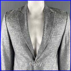 CALVIN KLEIN COLLECTION Size 40 Silver Heather Wool / Silk Peak Lape Sport Coat