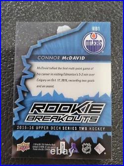 Connor McDavid RC 2015-16 UD Rookie Breakouts 6/100 Edmonton Oilers Very Sharp