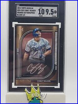 Corey Seager 2021 Topps Museum Collection BLACK Frame Autograph 3/5 SGC 9.5/10