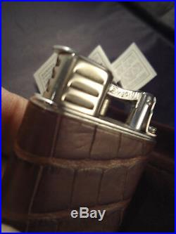 Dunhill Unique SPORTS Petrol Lighter Leather/Silver Plated Feuerzeug/Briquet