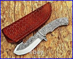 Engraved Hunting Camping Boot Gut Hook Gift Knife Sheath