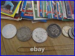 (Fire Box Find Lot) Silver Coins, GF Necklace, Vintage Sports Cards, Plus Other