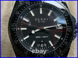 GUCCI Dive Collection 200M 136.2 Quartz Divers All-Black Men's Watch