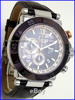 GUESS COLLECTION CHRONO STAINLESS STEEL LEATHER SAPPHIRE DATE 100m X90019G4S