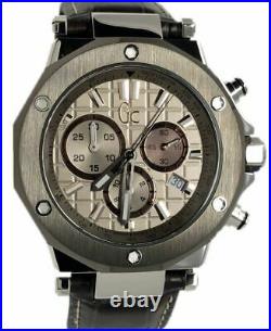 GUESS Collection Men's Leather Chronograph Gray Dial X72026G1S Analog Watch
