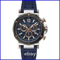 Gc Guess Collection Men's Watch Steel Silicone Chronograph Blue Dial Y53007G7MF