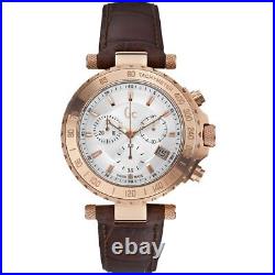 Guess Collection GC Men's Chronograph Multi Dial Rose Gold Brown Leather Watch