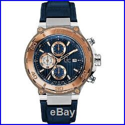 Guess Collection Men's Bold Blue Leather Band Steel Case Sapphire Crystal Qua