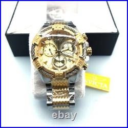 Invicta Collection Mens Fashion Wristwatch Gold Silver Bracelet Band New