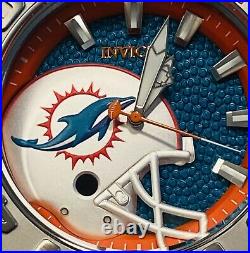 Invicta Dolphins-NFL 58mm Sea Hunter Teal /Silvertone Bracelet Auto Mens Watch