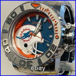 Invicta Dolphins-NFL 58mm Sea Hunter Teal /Silvertone Bracelet Auto Mens Watch