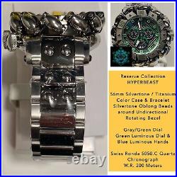 Invicta Hyperbeast Green/Silvertn 56mm Swiss 5050. C Chrono Bracelet Mens Watch