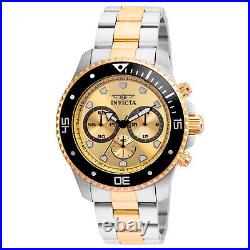 Invicta Men's Pro Diver Collection Quartz 45mm Two Tone Stainless Steel, Gold
