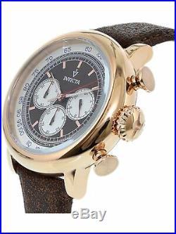 Invicta Men's Rose Gold Brown Leather Chronograph Watch 13059 RARE V Collection