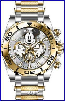 Invicta Mickey 37814 Silver & Gold 48Mm Quartz Chrono Lim Edition Men's Watch