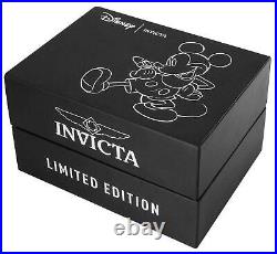 Invicta Mickey Silver 23792 Skeleton AUTO 50Mm Limited Edit Black Silicone Strap
