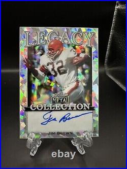 Jim Brown Autograph Leaf Metal Legacy Collection 2023 Silver Crystal #9/20
