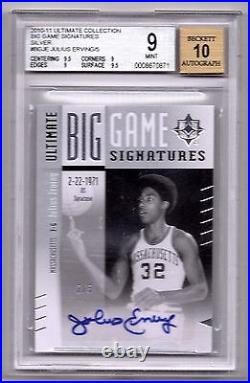 Julius Erving 2010 Ultimate Collection Big Game Signs Silver AUTO /5 BGS 9